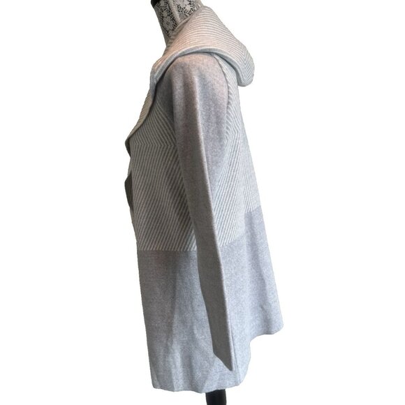 Lineamaglia 48 % Wool Blend Open Cardigan Hooded Size Small Gray Italy - Picture 3 of 13
